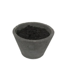 Cement pot with soil and hole H:10cm diam:15cm 2/4