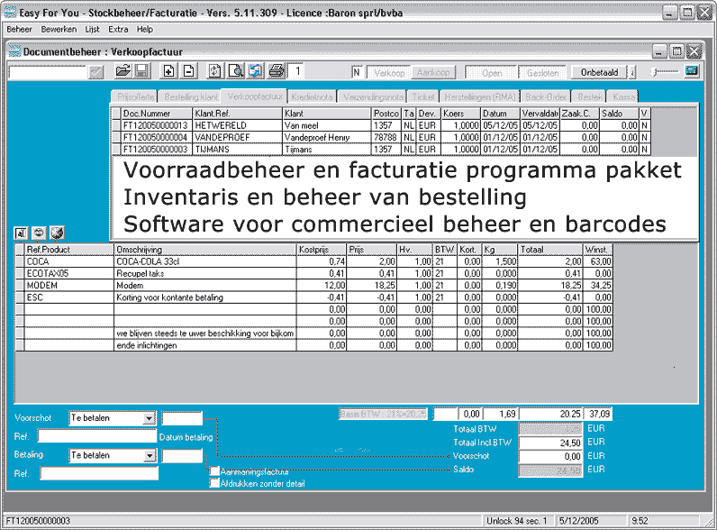 voorraadbeheer facturatie inventaris software